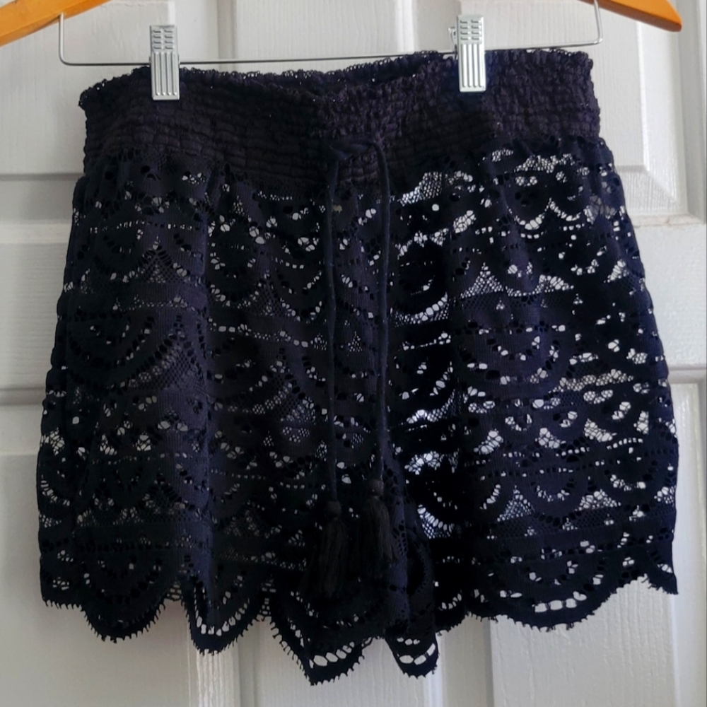 Miken Swim Black Lace High Waist Women Shorts